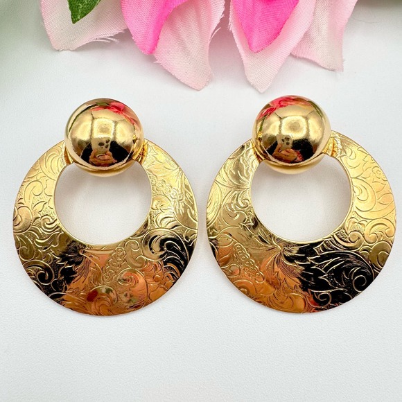 Vintage Jewelry - Vintage Avon Brocade Convertible Earrings Door Knocker Style Statement